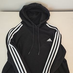 Womens Classic Adidas Hoodie. Black and White 3 Stripes. Size M.